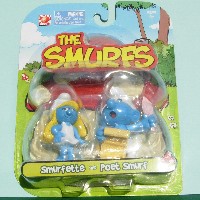 Smurfs Micro Village Papa Smurf & Smurfette DELUXE *2 IN 1 * NEIGHBOR PACK  Jakks