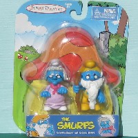 Smurfs Micro Village Papa Smurf & Smurfette DELUXE *2 IN 1 * NEIGHBOR PACK  Jakks