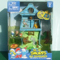 Smurfs Micro Village Papa Smurf & Smurfette DELUXE *2 IN 1 * NEIGHBOR PACK  Jakks